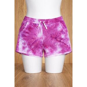 Sportelle Women Large Pink Violet Tie Dye Shorts NWT Take Comfort Soft Stretchy